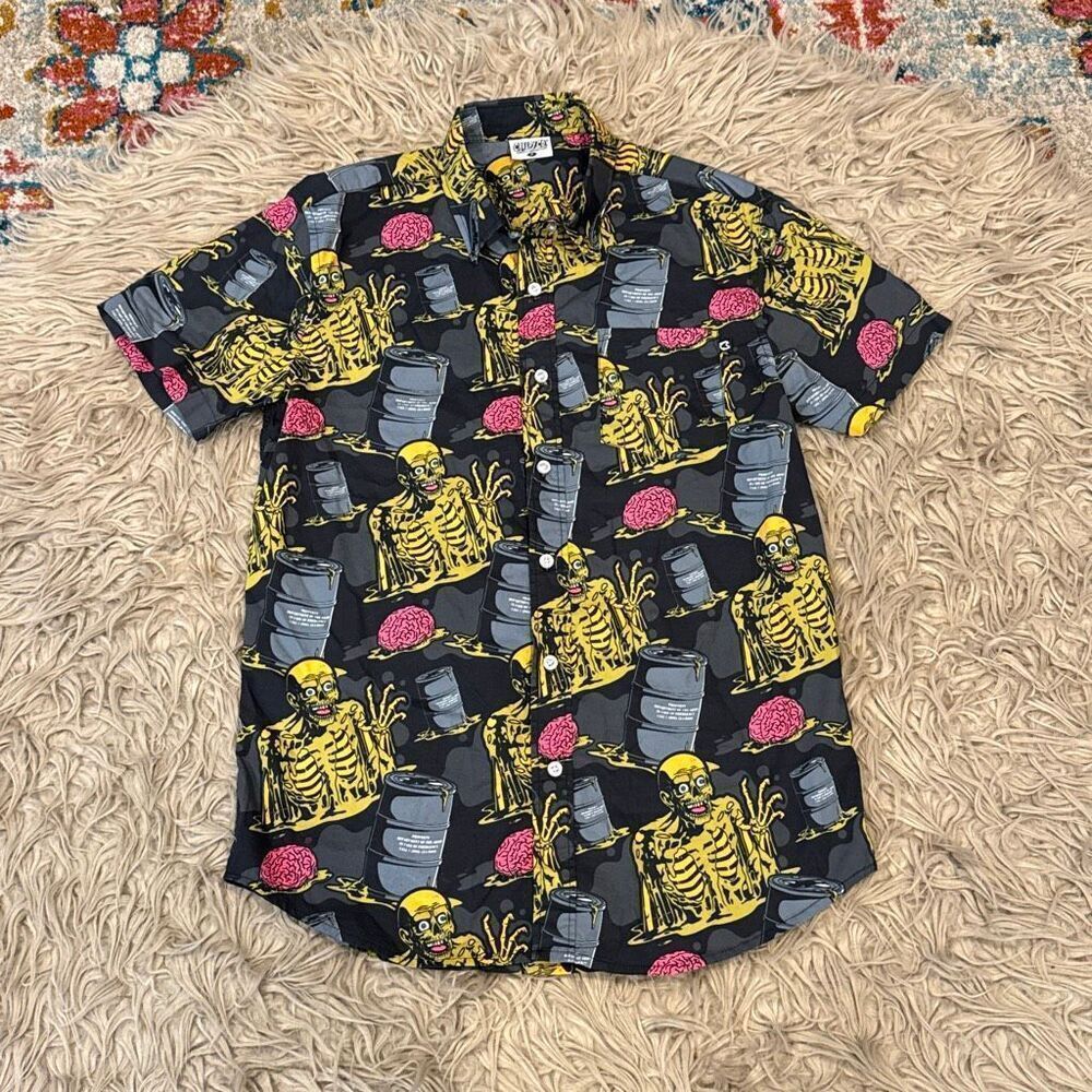 Halloween Creepy Co Mens Small Tarman Spooky Halloween Button Up Shirt